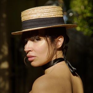 New L’ecole des Femmes Canotier Straw Hat OS